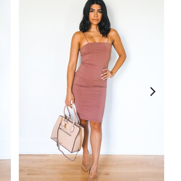 NWT Solid Cami Bodycon Midi Dress - Picture 1 of 4